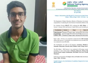 NTA JEE MAIN 2026 Result for session 1- Kabeer Chillar secures AIR 1 with perfect 300 score