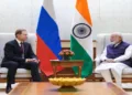 Prime Minister Narendra Modi meets First Deputy Prime Minister of Russia Denis Manturov in New Delhi on Thursday