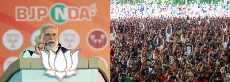 PM Modi at the election rally at Tiruvalla