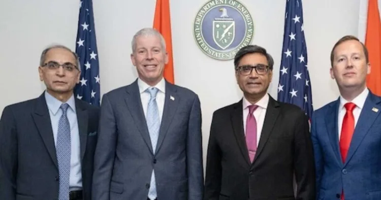 Indian Foreign Secretary Vikram Misri with US Energy Secretary Chris Wright and senior officials following talks on advancing India–US civil nuclear and energy cooperation in Washington, D.C..