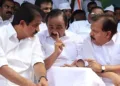 AICC general secretary K. C. Venugopal, opposition leader V. D. Satheesan and former opposition leader Ramesh Chennithala