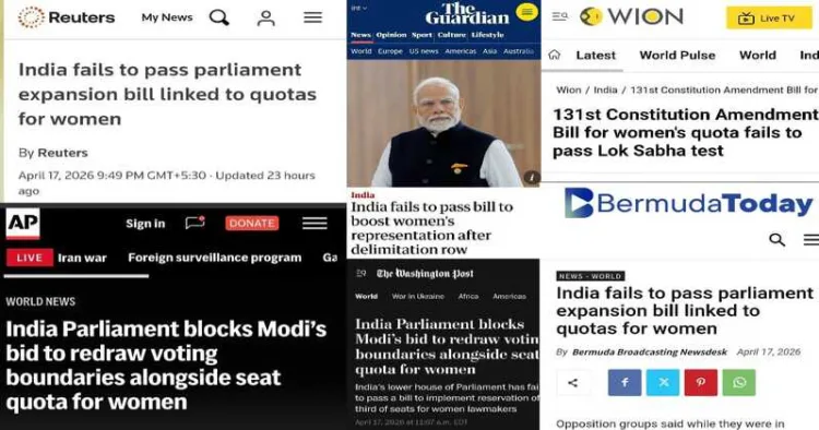 Global news headlines spotlight India’s quota bill defeat, as Congress-led opposition block draws blame for denting nation’s image
