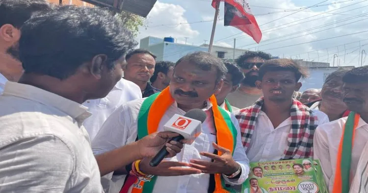 BJP candidate L. Murugan exuded speaks to Organiser during the last leg of the election campaign