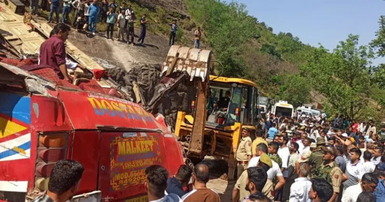 Ten people have died, and several others were injured after a public transport bus met with an accident in the village Kanote of Udhampur