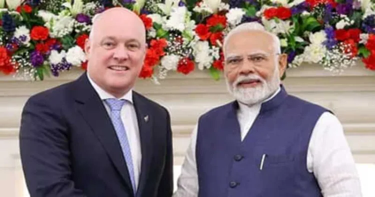 New Zealand Prime Minister Christopher Luxon and Prime Minister Narendra Modi