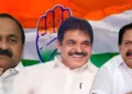 Opposition leader VD Satheeshan, AICC general Secretary KC Venugopal and Ex-opposition leader Ramesh Chennithala