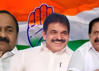 Opposition leader VD Satheeshan, AICC general Secretary KC Venugopal and Ex-opposition leader Ramesh Chennithala
