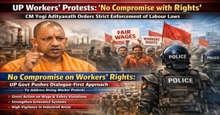 UP CM Yogi Adityanath calls for protecting rights of workers ( this image is generated by AI)