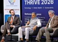 A glimpse of RSS Sarkaryavah Dattatreya Hosabale in conversation at the Thrive 2026 Summit