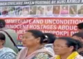 Families of the abducted protesting