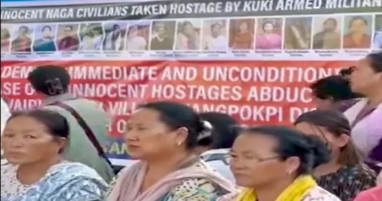 Families of the abducted protesting
