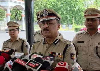 Odisha Police Director General of Police Y.B. Khurania addressing media persons