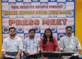 ABVP state office bearers briefing the media in Bhubaneswar on the upcoming National Executive Council meeting.