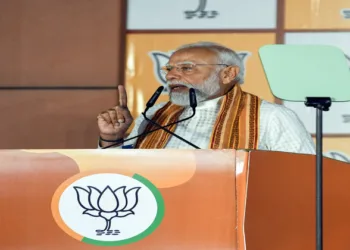 New Delhi, May 04 (ANI): Prime Minister Narendra Modi addresses at BJP Headquarters after the party massive win in the West Bengal, Assam and Puducherry Assembly election 2026 at BJP headquarters, in New Delhi on Monday. (ANI Photo/Amit)