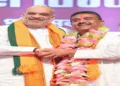 Kolkata, May 08 (ANI): Union Home Minister Amit Shah and the newly elected leader of the West Bengal BJP Legislative Party, Suvendu Adhikari, during a BJP MLA meeting, in Kolkata on Friday. (@AmitShah X/ANI Photo)