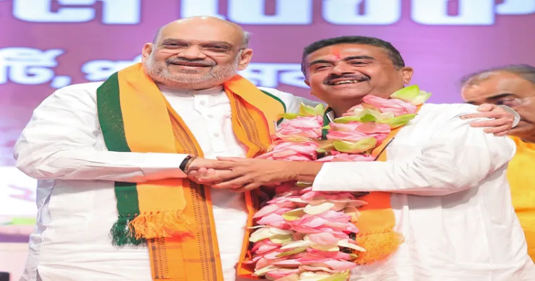 Kolkata, May 08 (ANI): Union Home Minister Amit Shah and the newly elected leader of the West Bengal BJP Legislative Party, Suvendu Adhikari, during a BJP MLA meeting, in Kolkata on Friday. (@AmitShah X/ANI Photo)