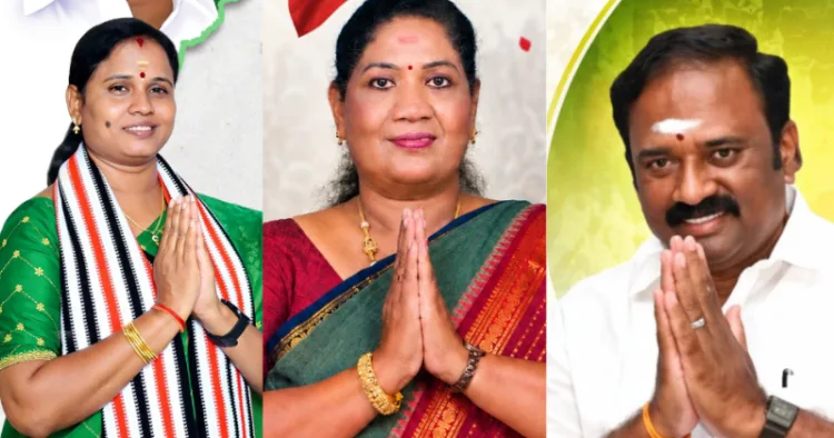 Resigned MLAs- Maragatham Kumaravel; P. Sathyabama; S. Jayakumar (Left to Right)