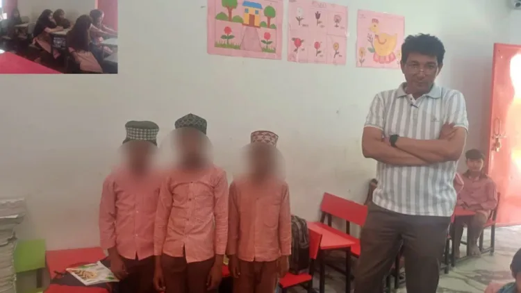 Three teachers of a PM Shri government school in Uttar Pradesh’s Sambhal district have been suspended and an FIR has been registered after videos allegedly showed Hindu students wearing skull caps and hijabs during school prayers