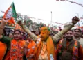 Supporters of BJP on the streets celebrating the victory they have waited for decades now