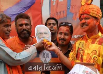 Supporters of BJP in West Bengal expect their party to cross majority mark on May 4, 2026, the result day in West Bengal (Image Credit: IE)