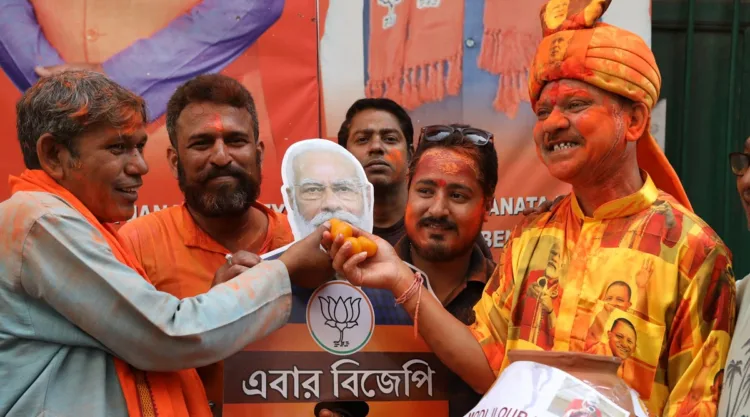 Supporters of BJP in West Bengal expect their party to cross majority mark on May 4, 2026, the result day in West Bengal (Image Credit: IE)
