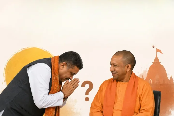West Bengal CM Suvendu Adhikari Bows before UP CM Yogi Adityanath