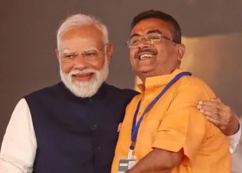 Newly elected Bengal Chief Minister Suvendu Adhikari with Prime Minister Narendra Modi