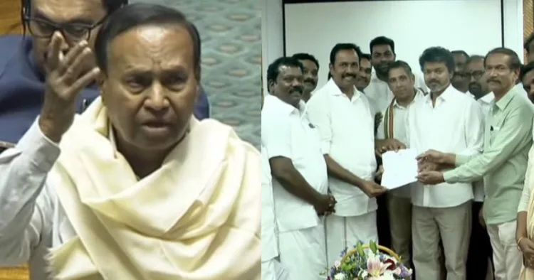 TR Baalu, DMK leader (Left) - Tamil Nadu Congress team extending support to TVK (Right)