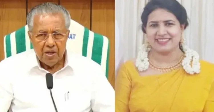 Ex-CM Pinarayi Vijayan and his daughter Veena Vijayan (Left to Right)