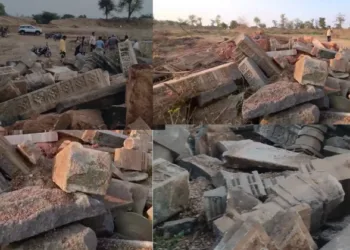 The ruins of 800-Year-Old Kakatiya era temple razed in Warangal,