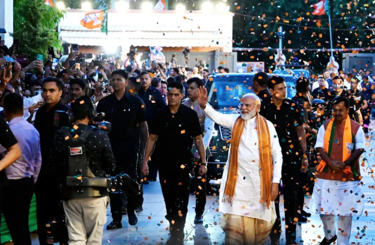 Prime Minister Narendra Modi at Delhi office on May 4 after historic verdict