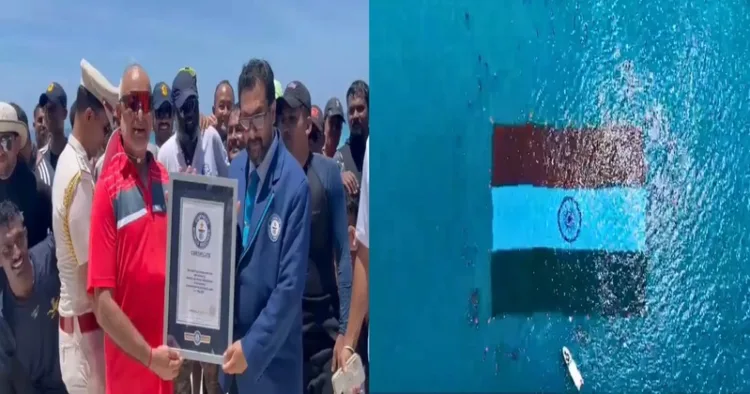 India sets Guiness World record by displaying largest tricolour underwater