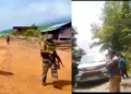 Armed security forces patrolling in the conflict hit zone of Manipur