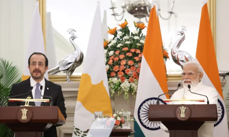 PM Narendra Modi and the President of the Republic of Cyprus, Mr. Nikos Christodoulides witnessing the Exchange of MoUs between India and Cyprus, in Hyderabad House, New Delhi on May 22, 2026.