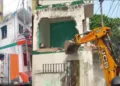 Illegal structure which was razed down
