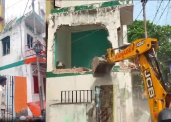 Illegal structure which was razed down