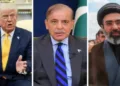 (From Left to Right): US President Donald Trump, Pakistan Prime Minister Shehbaz Sharif and Iran Supreme Leader Mojtaba Khamenei