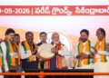 Prime Minister Narendra Modi at the BJP public meeting at the Secunderabad Parade Grounds in Hyderabad