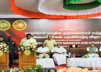 N Rangasamy sworn in as CM for record fifth term