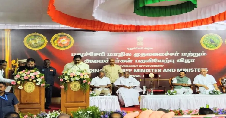 N Rangasamy sworn in as CM for record fifth term