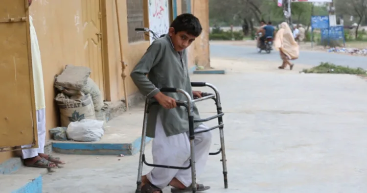 A boy inflicted by polio