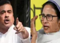 (Left) BJP Leader Suvendu Adhikari (Right) West Bengal CM Mamata Banerjee