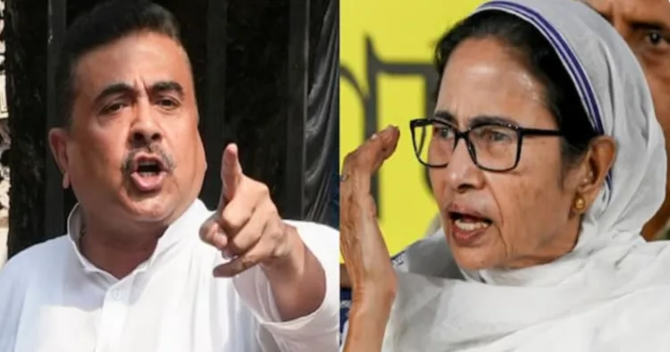 (Left) BJP Leader Suvendu Adhikari (Right) West Bengal CM Mamata Banerjee