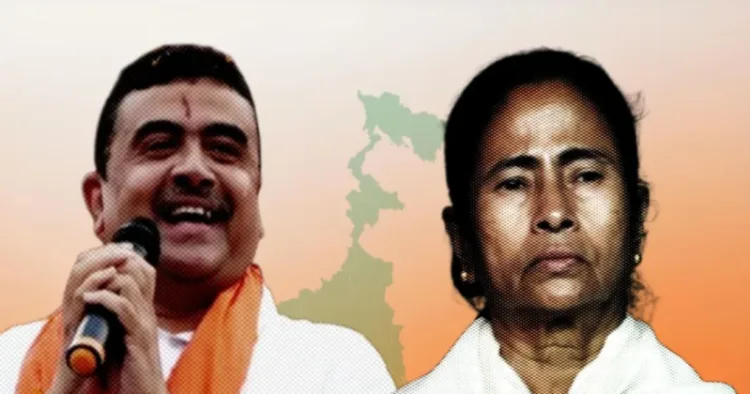 (Left) BJP leader Suvendu Adhikari (Right) Mamata Banerjee