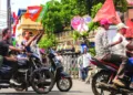 BJP supporters celebrate victory of BJP in West Bengal