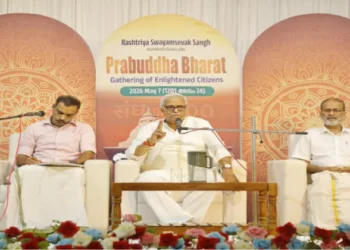 RSS’ Akhil Bharatiya Karyakarini Sadasya Suresh Joshi Ji (Bhaiyyaji Joshi), addressing a gathering of prominent citizens in Kunnamangalam, held as part of the RSS Centenary programmes.