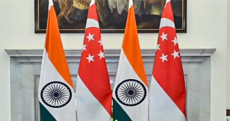 Flags of India and Singapore