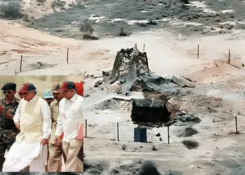 The then PM of India Atal Bihari Vajpayee at the site where Pokhran Nuclear Tests were conducted
