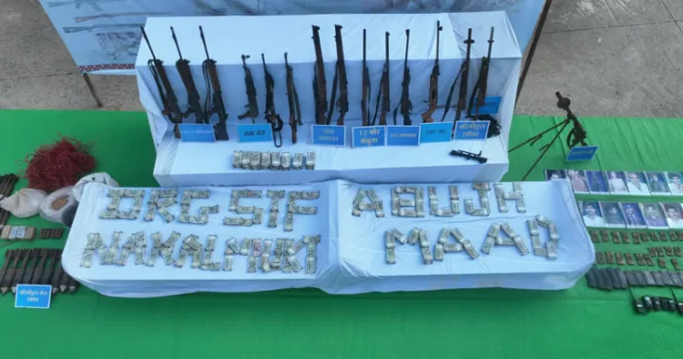 Cache of lethal arms recovered by the security forces in Chhattisgarh
