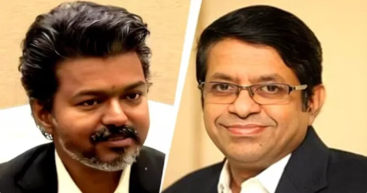 (Left) Chief Minister of Tamil Nadu Joseph Vijay (Right) Rickey Radhan Pandit Vettrivel